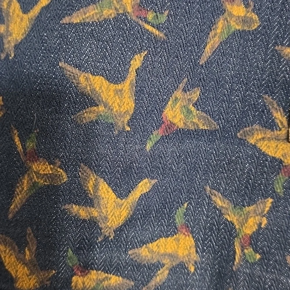 Humor Mens Duck Print Denim Shorts Sweden Cargo Pockets Hunting Sz L EUC